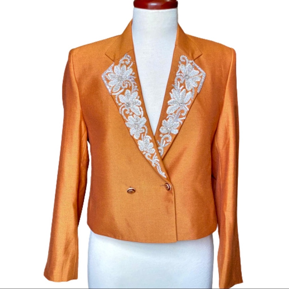 Double press crop hand embroidered jacket/coat